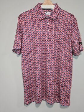 ⛳️Yatta Men’s Red Navy, Red,white Printed Polo Shirt Golf Casual Large Quick-dri